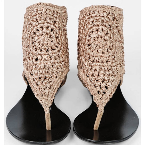 GYPSY CROCHETED ZIP BACK FLAT SANDAL IN SAND MULTI - Picture 8 of 11